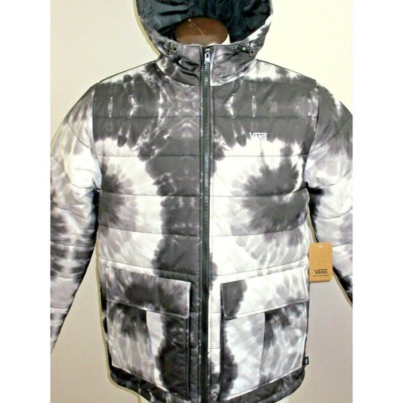 Vans Mens Lakemont MTE All Weather Tie Dye Jacket Black White Grey Hooded NWT - Picture 2 of 8